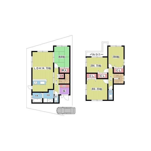 豊中市中桜塚一戸建 間取り図画像