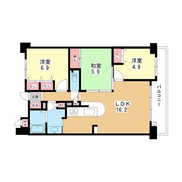 吹田市山田北マンション 間取り図画像