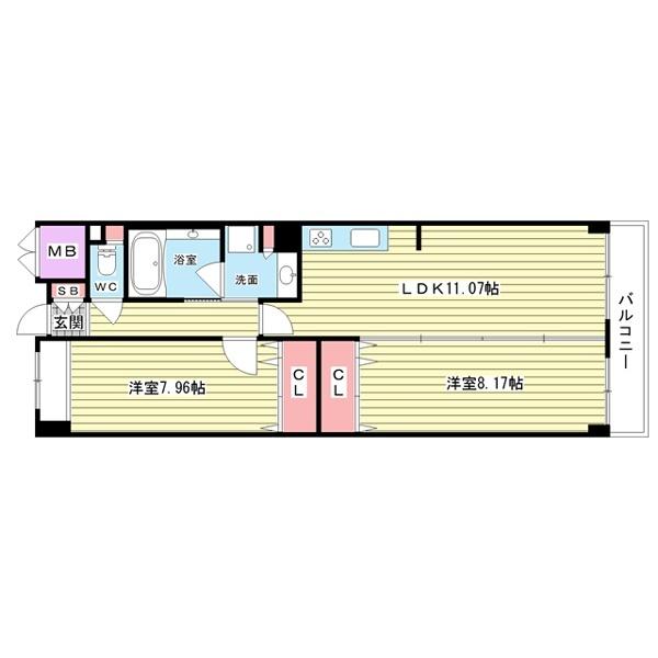 豊中市北桜塚マンション 間取り図画像