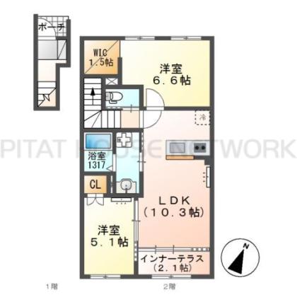 ２階の南向きのお部屋です