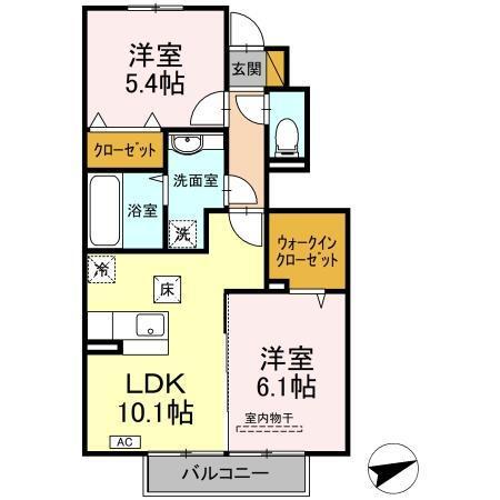 サザンハート吉岡　B棟（102） 間取り図画像