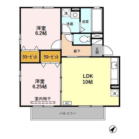 リビングタウン桶川朝日　Ｂ（202） 間取り図画像
