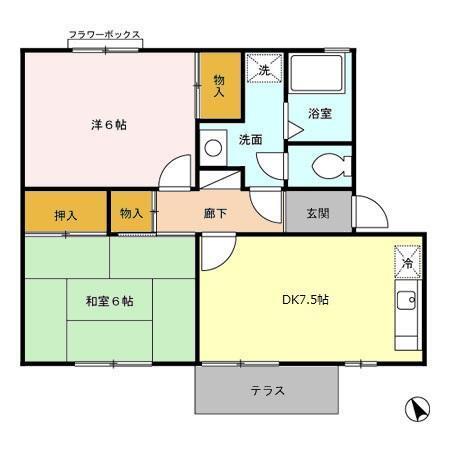 セントラル野口　Ｄ（102） 間取り図画像