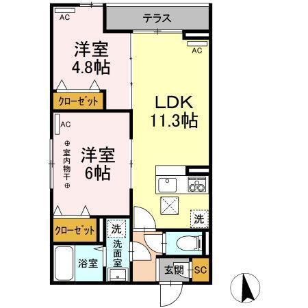Ｄフラット台町（102） 間取り図画像