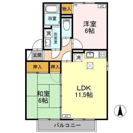 エスポワール大豆　Ｂ（101） 間取り図画像