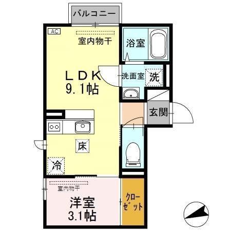 アネシス寺町（D107） 間取り図画像