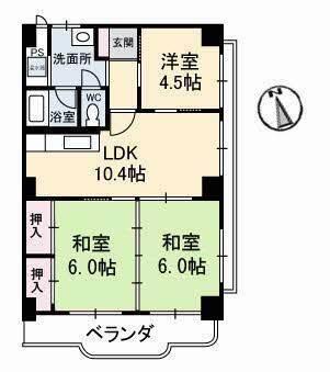 真締川ハイツ（402） 間取り図画像