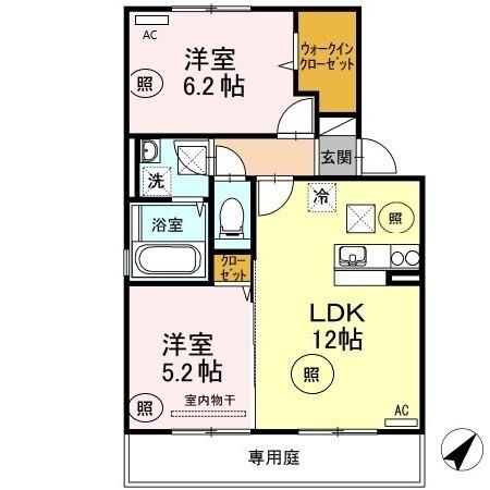 グランディール　ウベ　B棟（B102） 間取り図画像