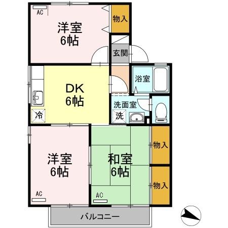 セジュール西桃山　B棟（B202） 間取り図画像