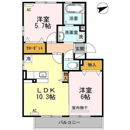 サニーホームズ　B棟（B205） 間取り図画像