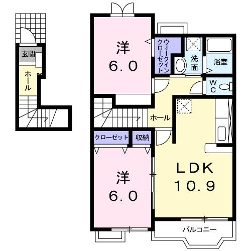 カレッジコート　Ｃ（202） 間取り図画像