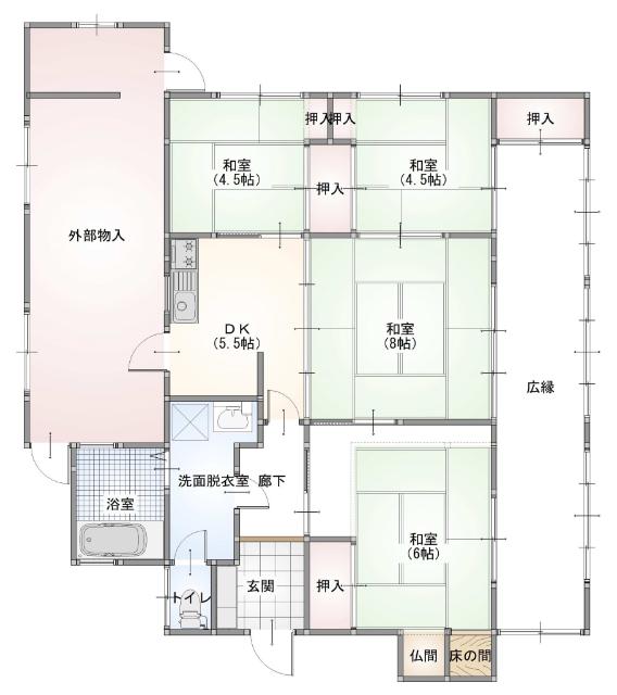 宇部市厚南中央５丁目　戸建て　 間取り図画像