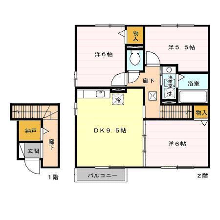 リビングタウン弘前　Ｂ（201） 間取り図画像