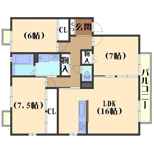 アリヴィオ清涼（A101） 間取り図画像