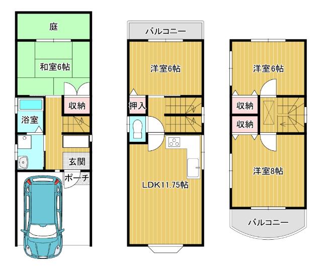伊勢田町毛語(一戸建) 間取り図画像