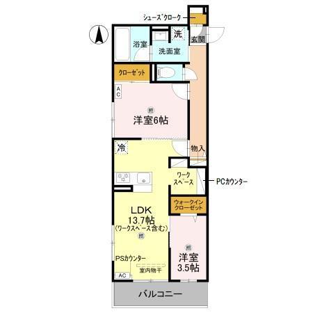 アレ・デ・フルール西向日駅前　北棟（202） 間取り図画像