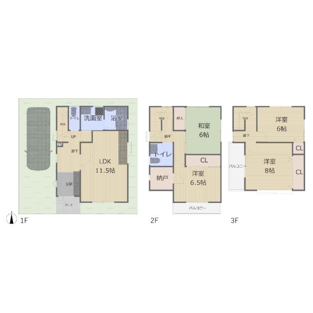 乙訓郡大山崎町大山崎尻江　中古住宅 間取り図画像