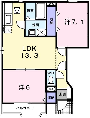 パレ　リヴィエールⅢ（101） 間取り図画像