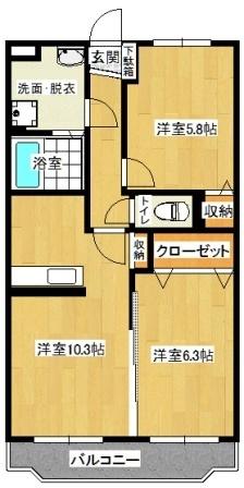 ヒルズ知手（206） 間取り図画像