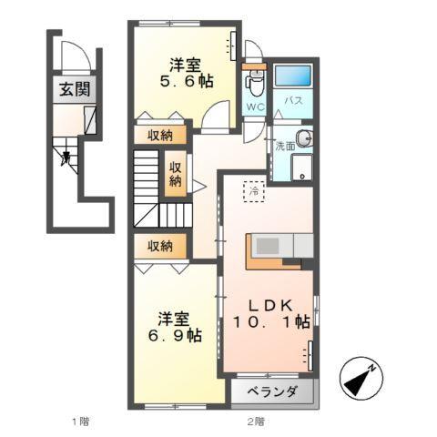高尾崎 NEW TOWN　La・Ｔｅｒｒｅ　C 間取り図画像
