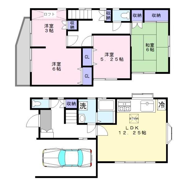 下藤沢563-7貸家 間取り図画像