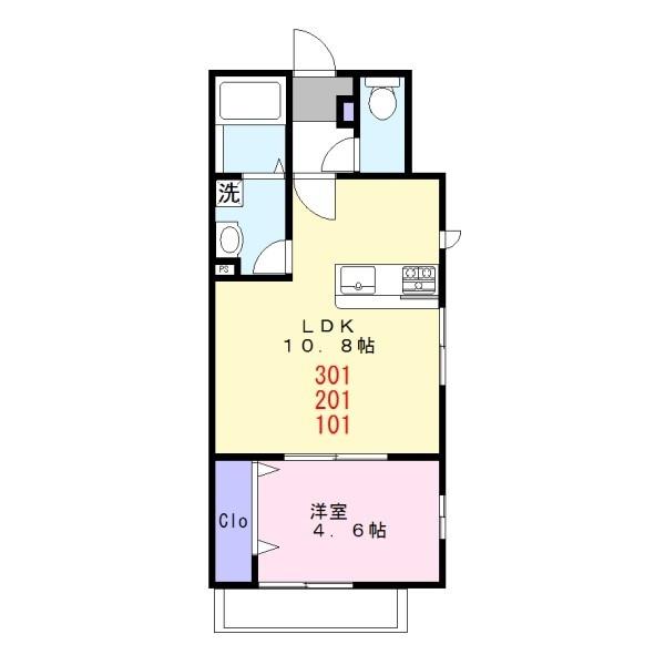 コンフォール東村山（101） 間取り図画像