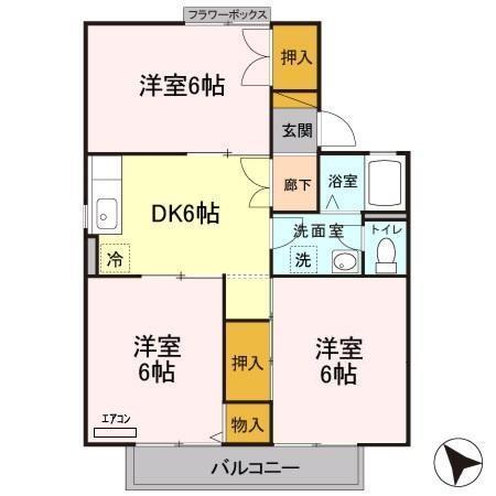 ドミール城西　Ａ/Ｂ/Ｃ/Ｄ（A202） 間取り図画像
