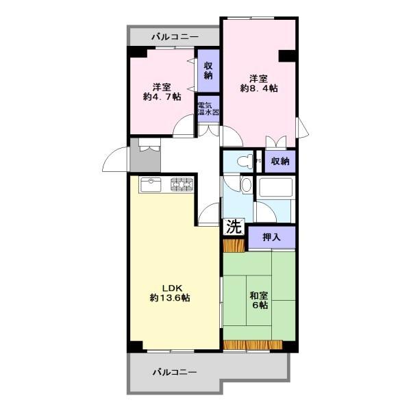 小手指ハイツU棟 間取り図画像