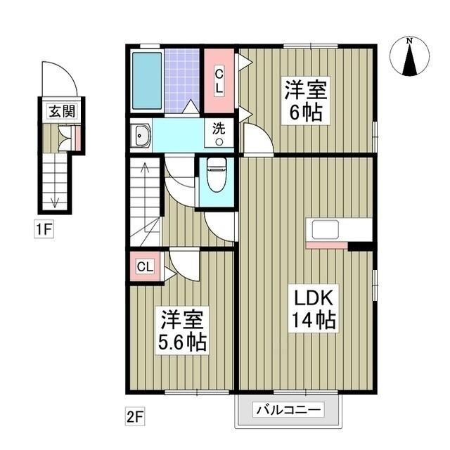 グレースセレノ小山（201） 間取り図画像
