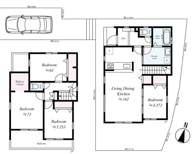 草加市中根一戸建 間取り図画像