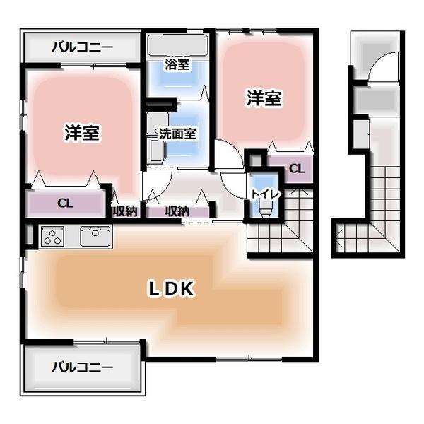 アンプルールリーブルサクラージュⅡ（203） 間取り図画像