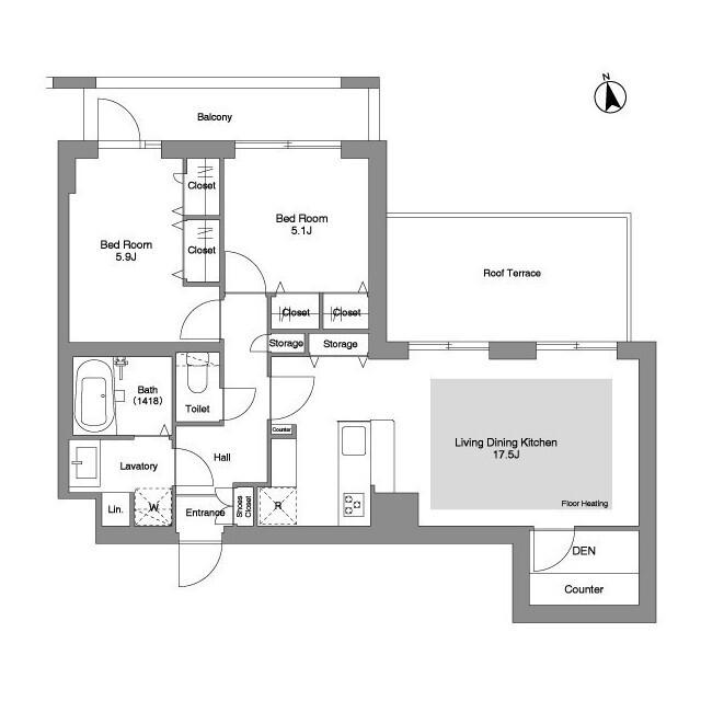 コンフォリア・リヴ文京千駄木（507） 間取り図画像