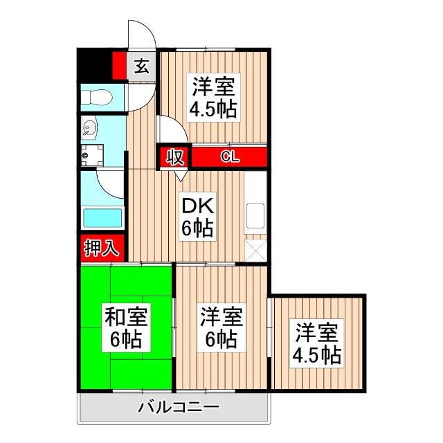 長瀬第三マンション（502） 間取り図画像