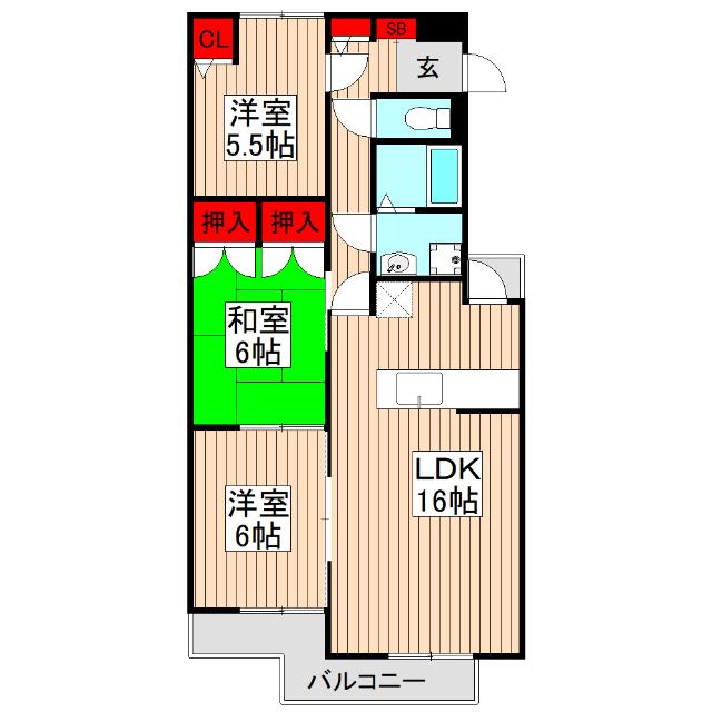スカイ・ブリッジＢ（302） 間取り図画像
