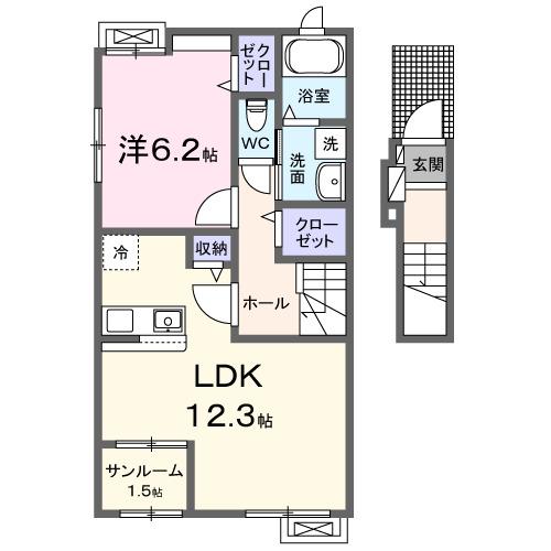 アンジェリックＩ（206） 間取り図画像