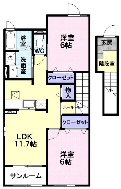 スリーアロー　Ｂ（203） 間取り図画像