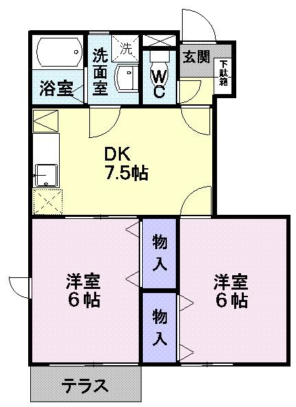 ノースリバー　Ｂ（102） 間取り図画像
