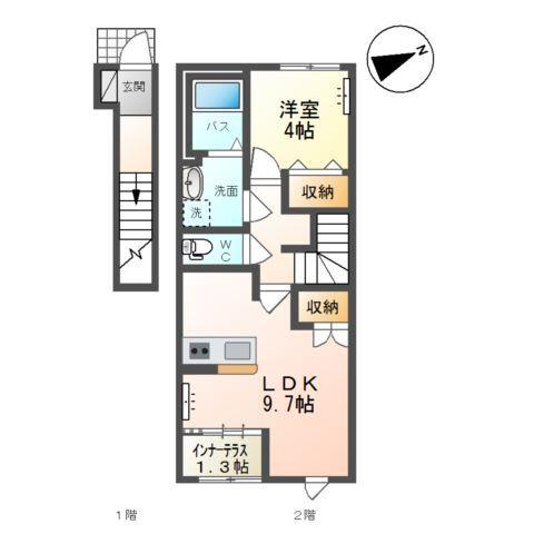 仮）山形市松原新築アパートＢ 間取り図画像