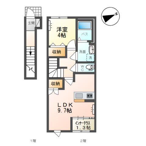 仮）山形市松原新築アパートＢ 間取り図画像