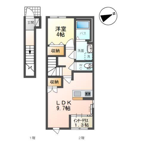 仮）山形市松原新築アパートＢ 間取り図画像