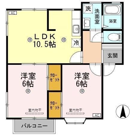 ツインコーポ割出　B棟（205） 間取り図画像