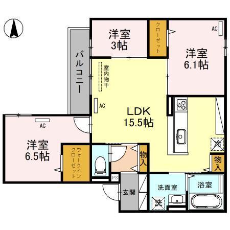 Clashist清水丘　West（201） 間取り図画像