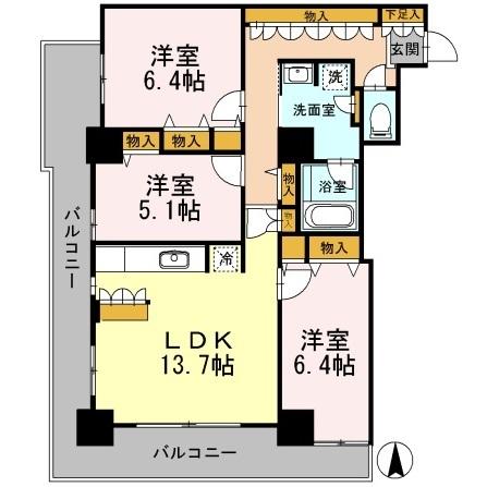 カスタリアタワー長堀橋（2004） 間取り図画像