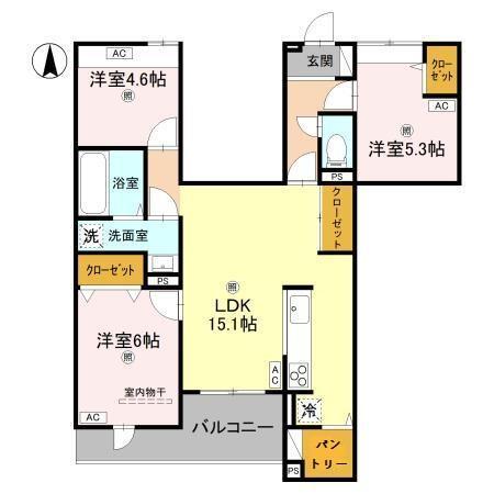ウエスタンハイツ19（303） 間取り図画像