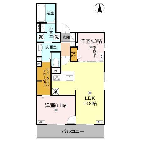 D-ROOM高井田元町（201） 間取り図画像