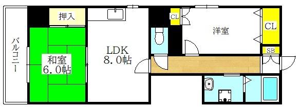 玉造末広ビル（601） 間取り図画像