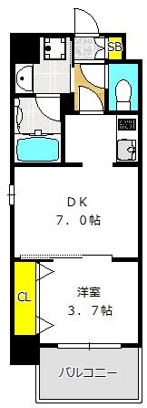 プライマル南森町パークビュー 間取り図画像
