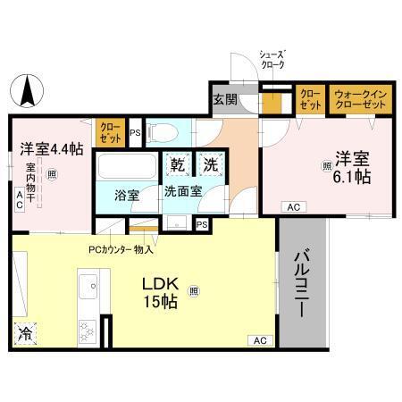 (仮称)D-ROOM平野区平野西2丁目PJ（201） 間取り図画像