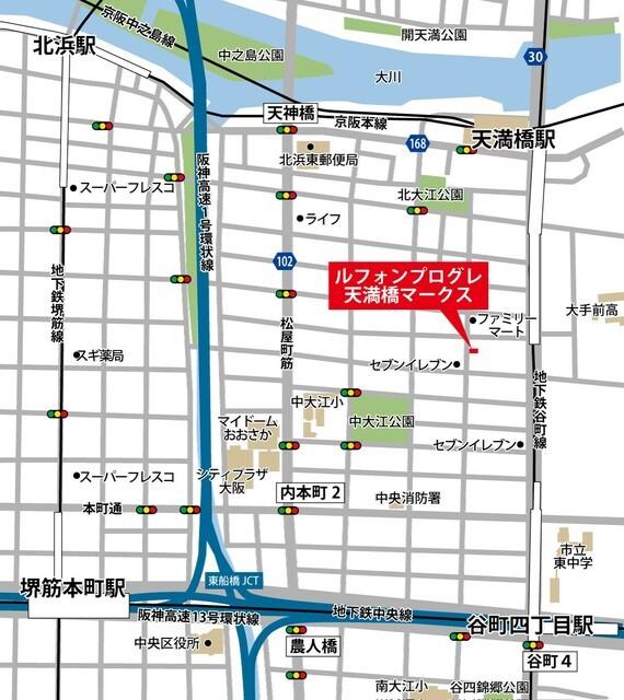 ルフォンプログレ天満橋マークス（1303） 地形図・案内図