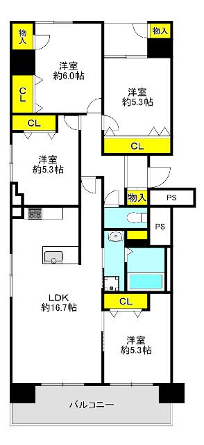 大阪市城東区森之宮中古マンション 間取り図画像